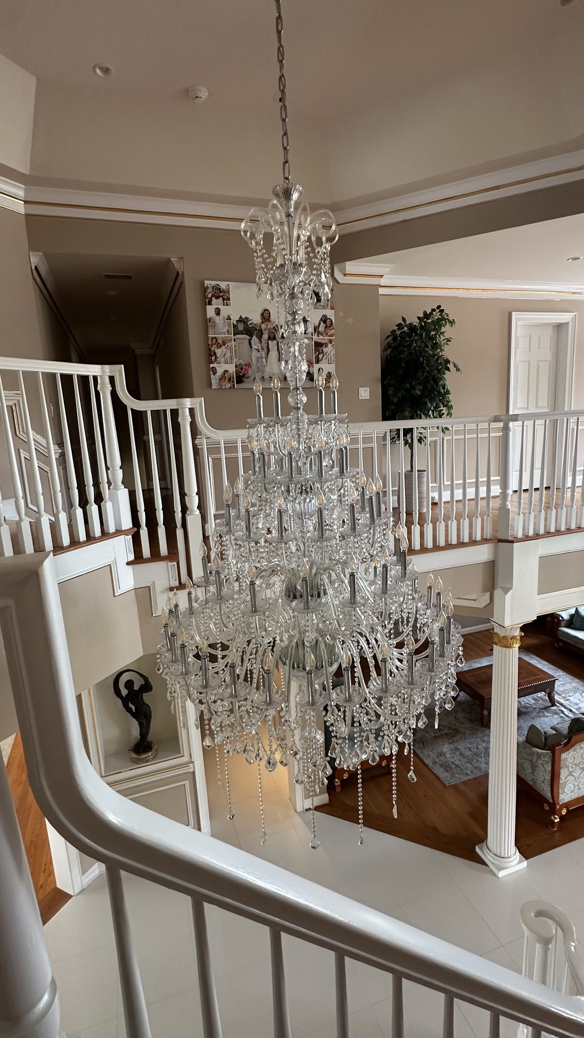 Stairwell and chandelier, Darnestown